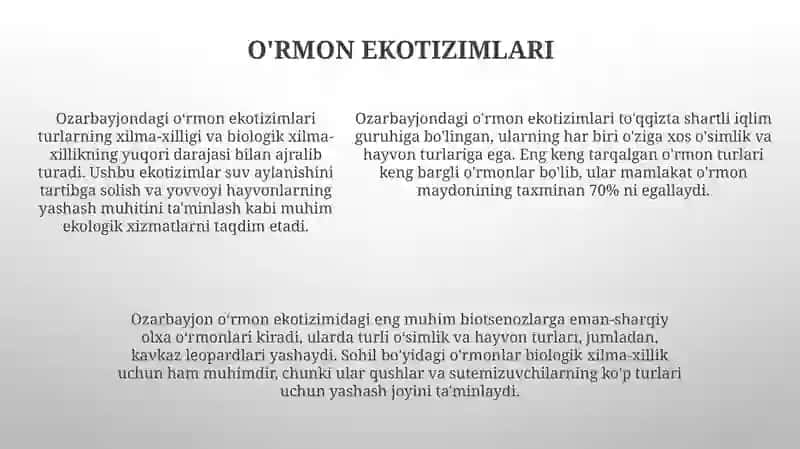 Yer Sharida Qurug'Lik Ekosistemalari Shartli Iqlimiy Guruhlar Va Ularni Muhum Biotsenozlari 4
