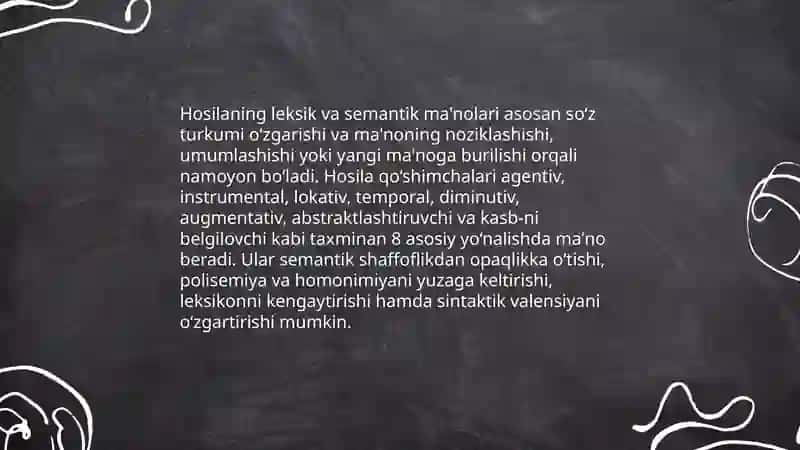Hosila va uning ma'nolari 4