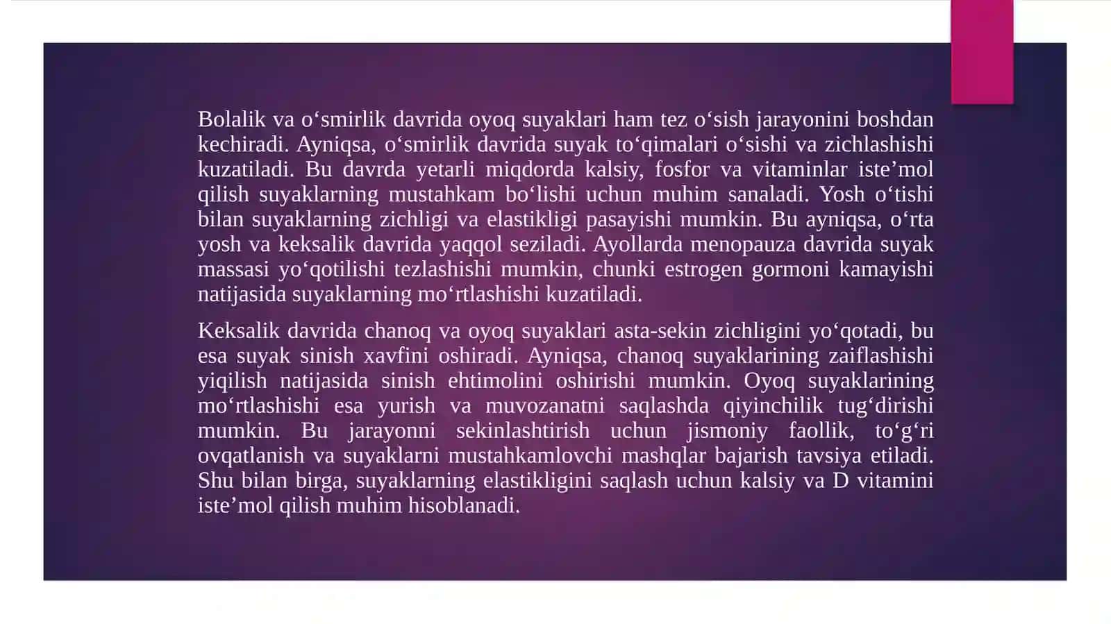 Chanoq va oyoq suyaklarining yoshganisbatan xususiyatlari 4