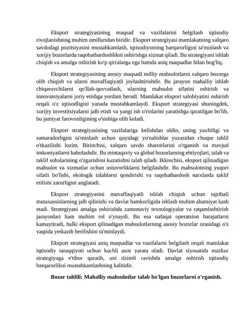 Mahalliy mahsulot eksport strategiyasi 4