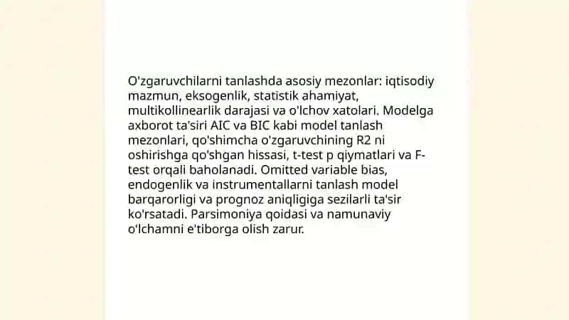 Ekonometrik modellarning axborot taminoti 4