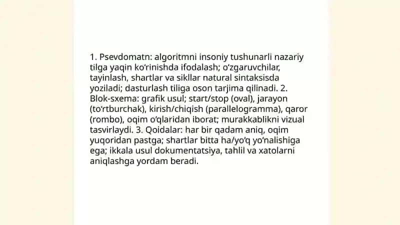 Algoritmlash va dasturlash asoslari 4