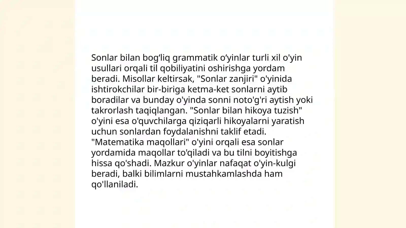 Son soʻz turkumini oʻrganishda grammatik oʻyinlardan foydalanish va ishlab chiqish 4