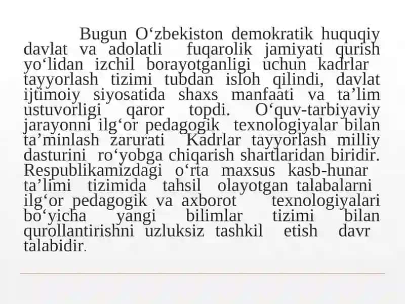 O`zbekiston Respublikasida ta`lim tizimi va ta’lim sohasidagi islohotlar 4