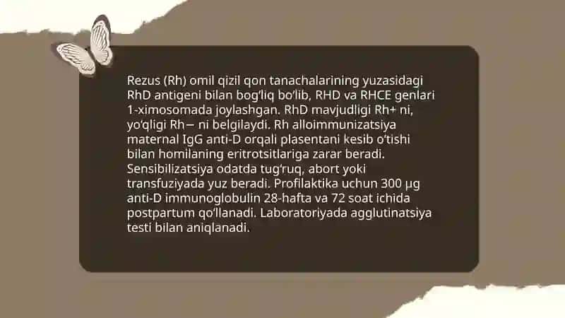 Qon guruhlari. Rezus omil. Qon quyish asoratlari. Qon guruhlari va rezus faktorni tekshirish 4