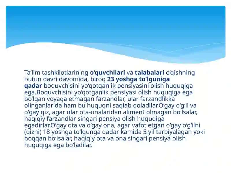 Boquvchisini yo’qotganlik pensiyalarini tayinlash hisoblash va to’lash tartibi 4