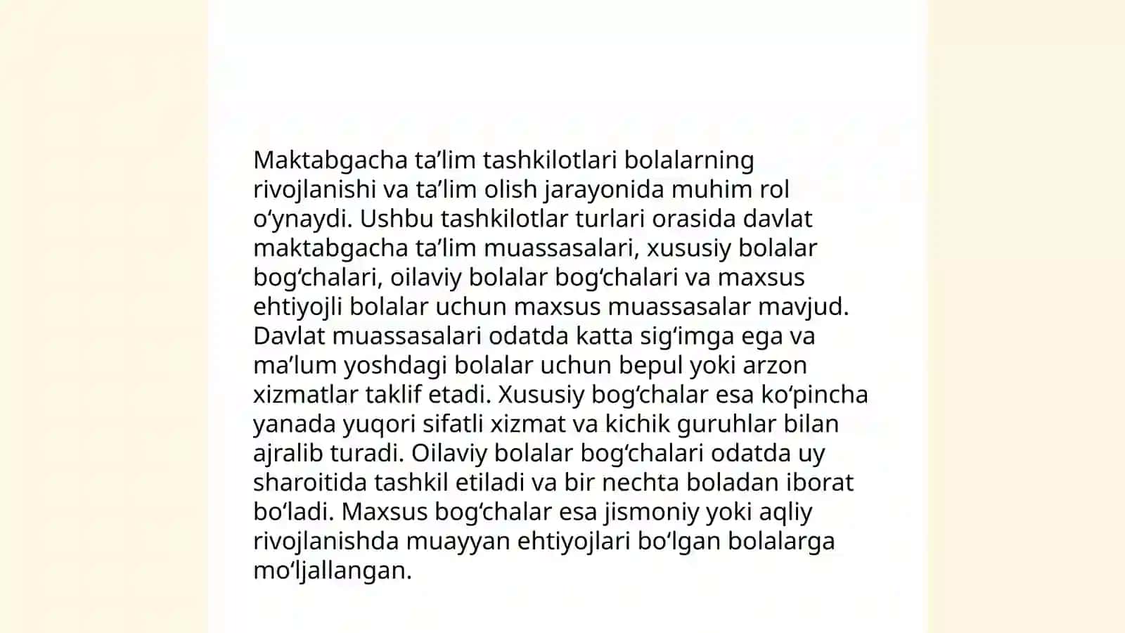 Davlat maktabgacha ta'lim tashkilotini tashkil etish 4