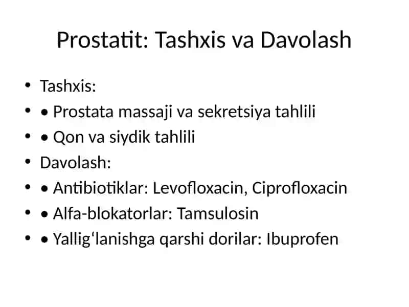 Prostatit. Uretrit, Orxit va Epididimit 4