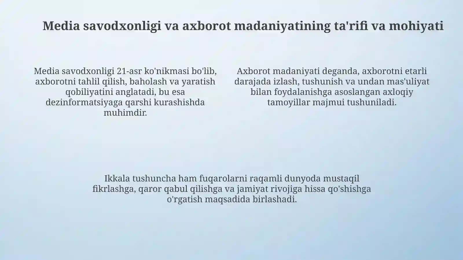 Yangi O'zbekistonda media savadxonlik va axborot madanyat fanining oʻqitilish ahamiyati 4