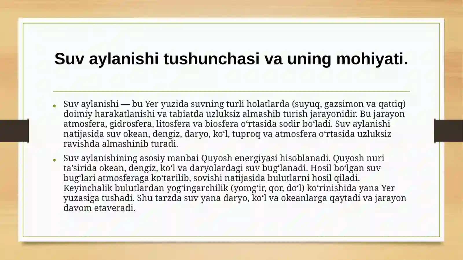 Suv aylanishi va global suv  resurslari. 4