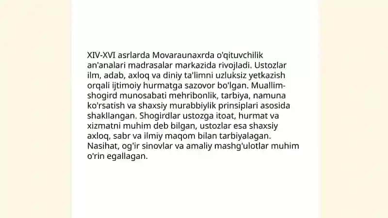 XIV-XVI asrlarda Movaraunaxrda pedagogik maqolalar 4
