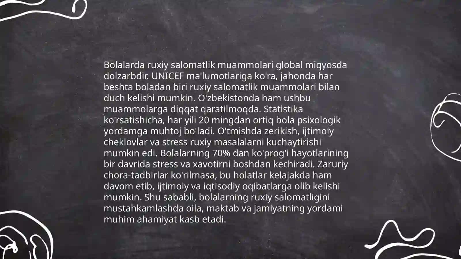 Bolalardagi ruxiy salomatlik mezonlari ruxiy kassaliklarning XKK-10tasnifi 4