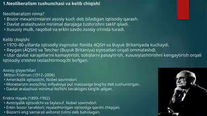 Neoliberalizmning mohiyati va ahmiyati 4