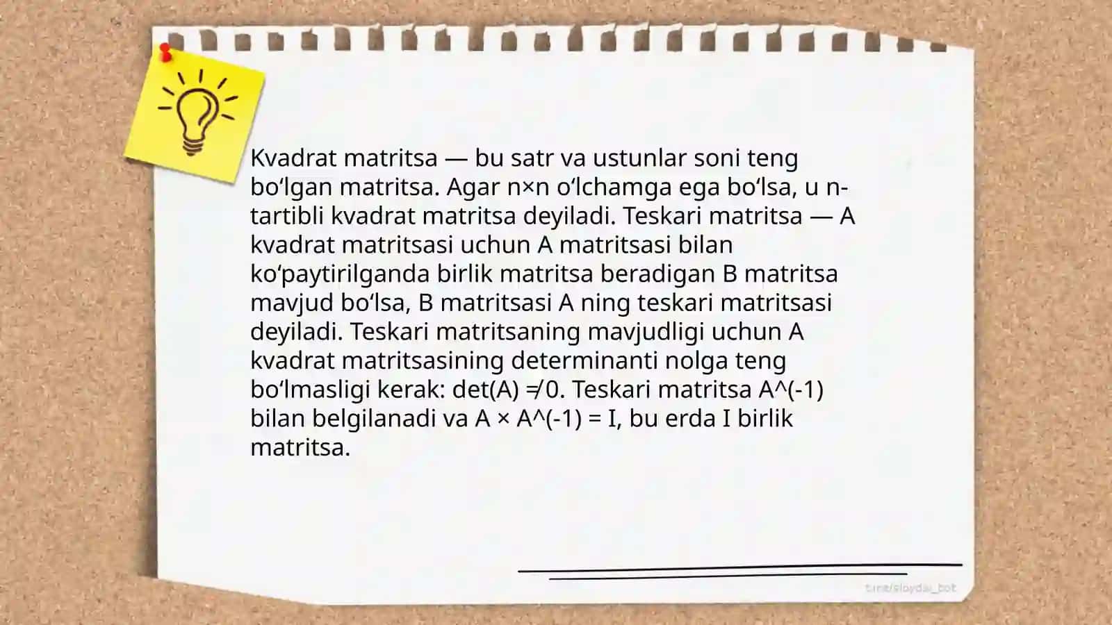 Tenglamalar sestemasini yechishni teskari matris usuli 4