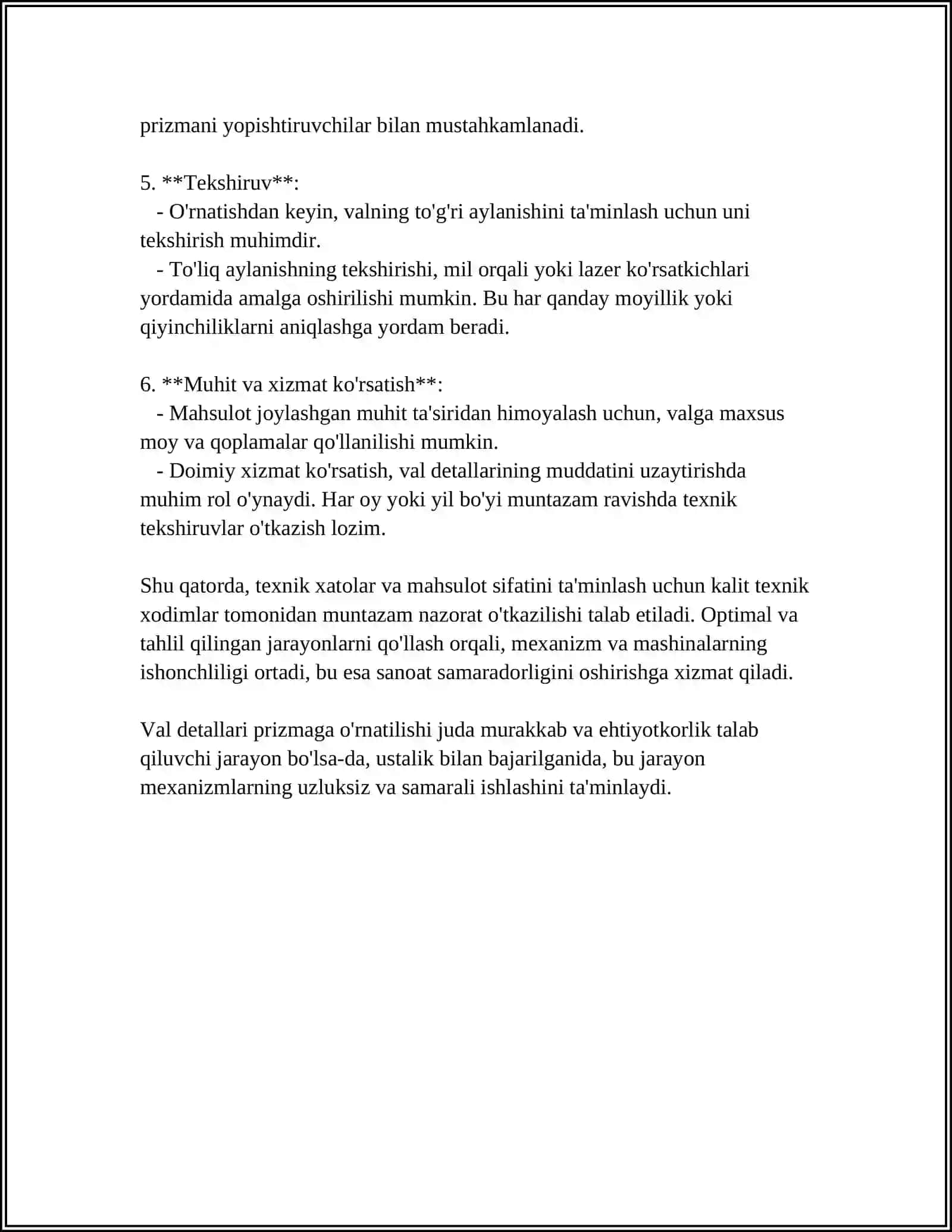 VAL DETALINI PRIZMAGA O'RNATISHDA BAZALASH XATOLIGINI TEKSHIRISH 4