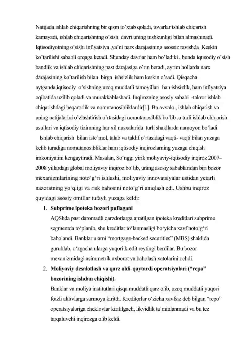hozirgi zamon moliyaviy-iqtisodiy inqirozi. kelib chiqish sabablari va oqibatlari 4