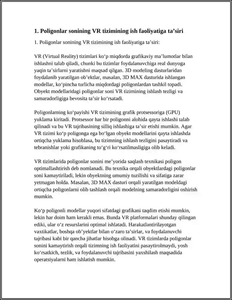 3D MAX YORDAMIDA YARATILGAN VR OBYEKTLARNING TUZILISHI VA OPTIMALLASHTIRILISHINI TAHLIL QILISH 4