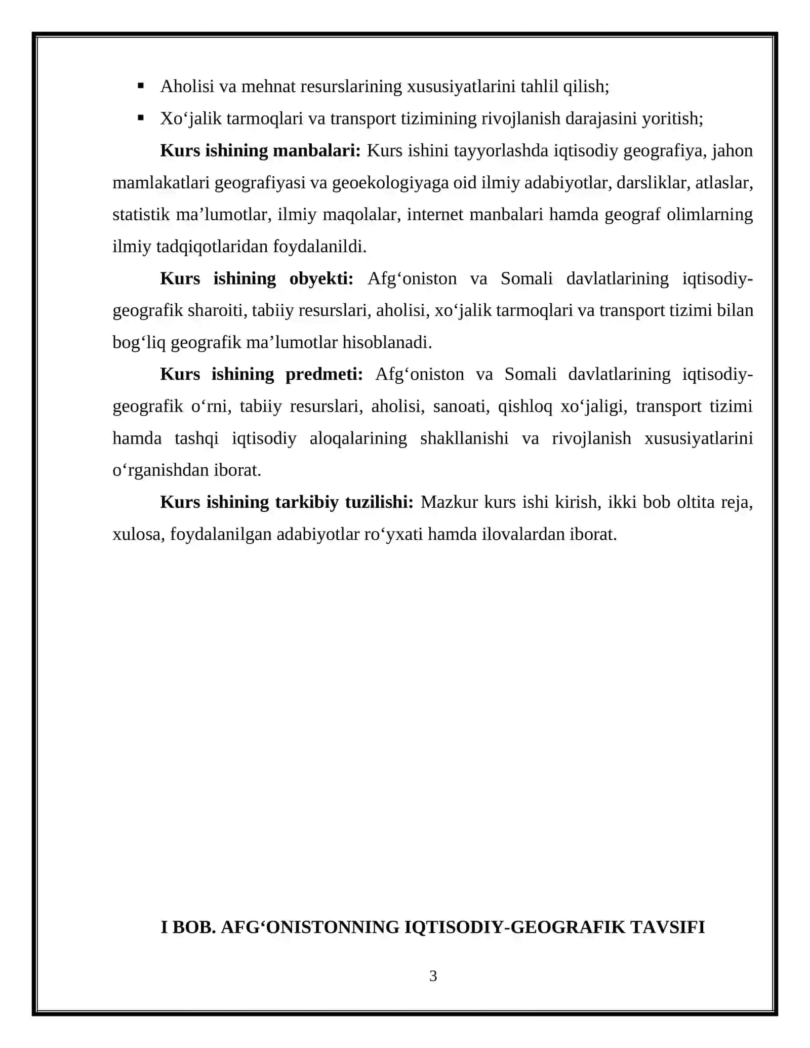 Afg’oniston va Somali davlatlariga iqtisodiy geografik tavsif 4