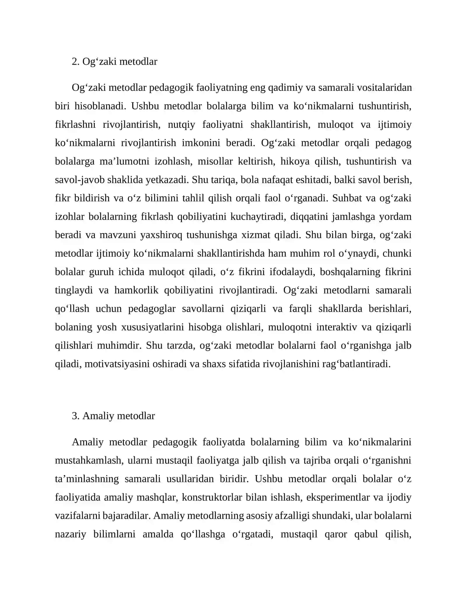 Ogzaki metod, suhbat metodi, amaliy va korgazmali metodlardan foydalanish 4