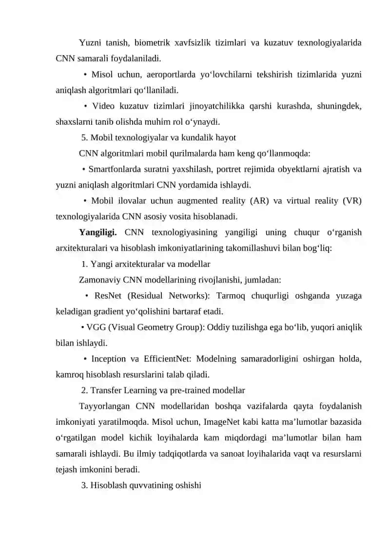 Neyron tarmoqlarida CNN (Convolutional Neural Networks) usulidan foydalanish 4