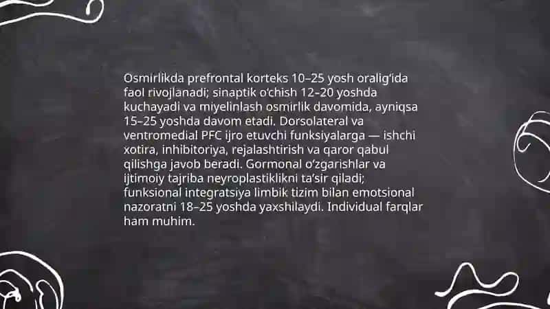 Ontogenezning osmirlik davrida tuzilish va funksiyalar ozara nisbotaning yoshga oid xususiyatlari 4