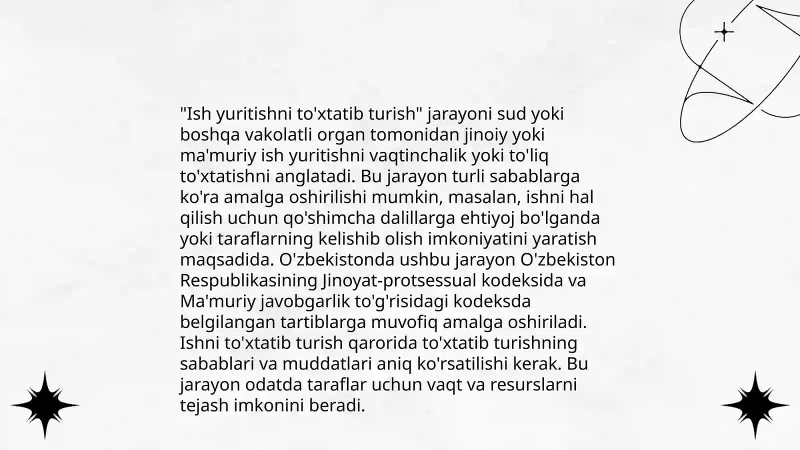 Ish yuritishni to'xtatish sabablari 4