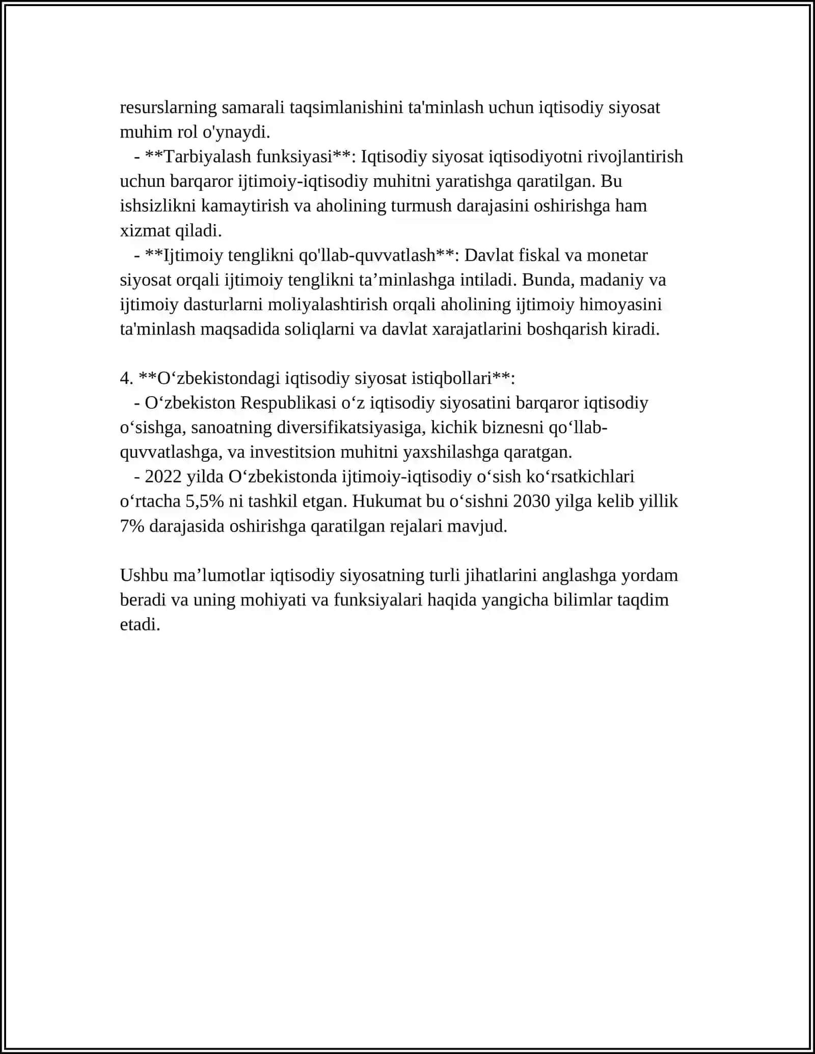 IQTISODIY SIYOSAT FANIGA KIRISH 4
