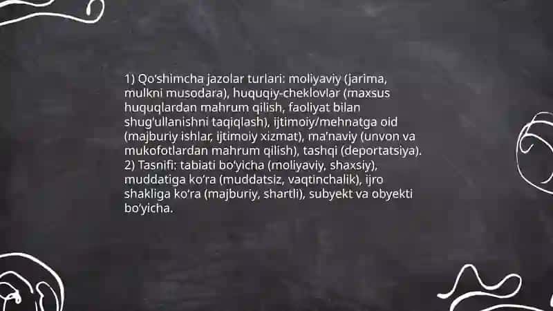 Qoʻshimcha jazolarni ijro etish tartibiva shartlari 4