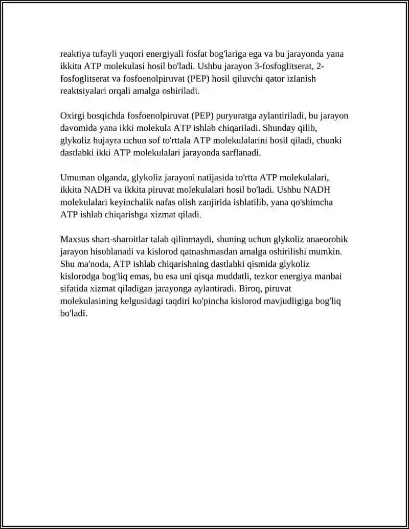 METABOLIZM JARAYONIDA ENERGIYA HOSIL BOʻLISHI VA SARFLANISHI 4