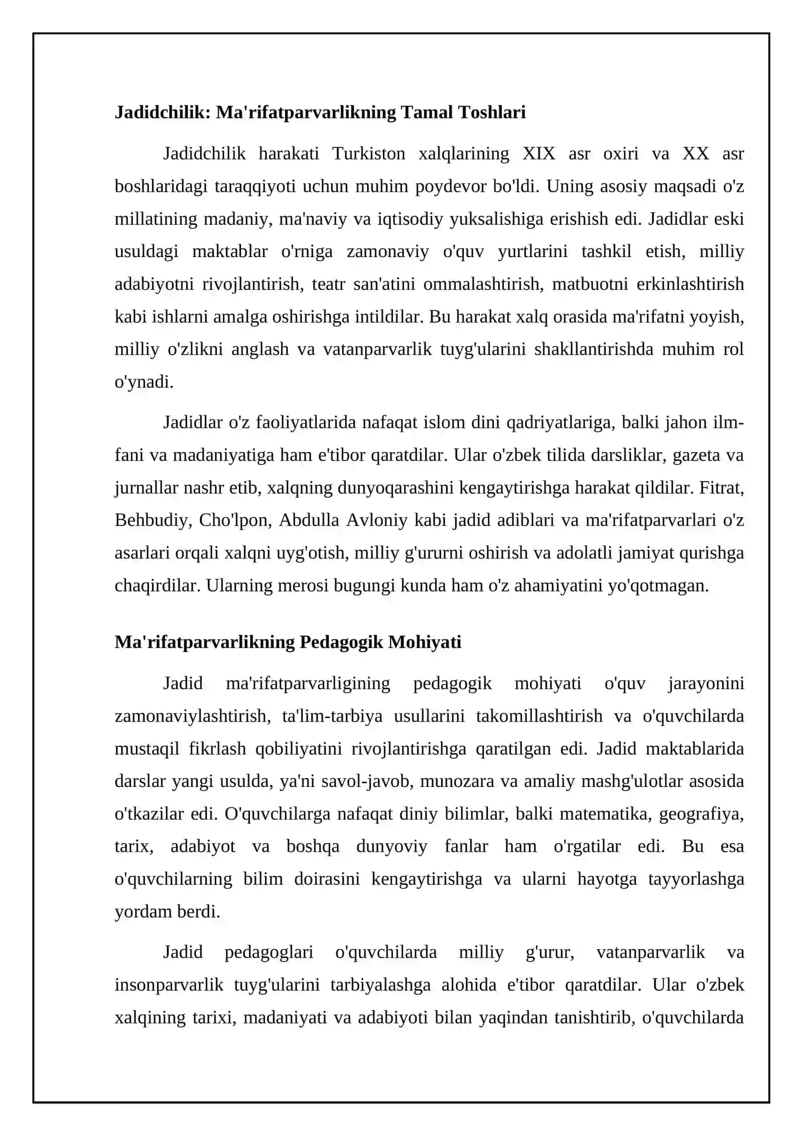 Pedagok faoliyatida jadid ma'rifatparvarlarining merosidan foydalanish 4