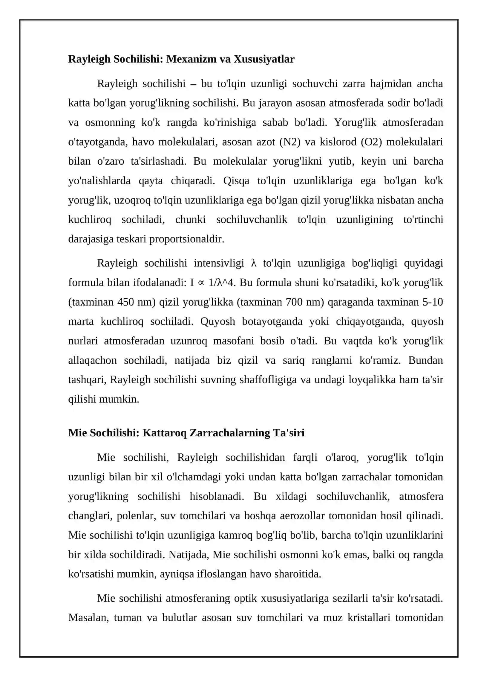 Yorug'likning sochilishi: Asosiy tushunchalar va mexanizmlar 4