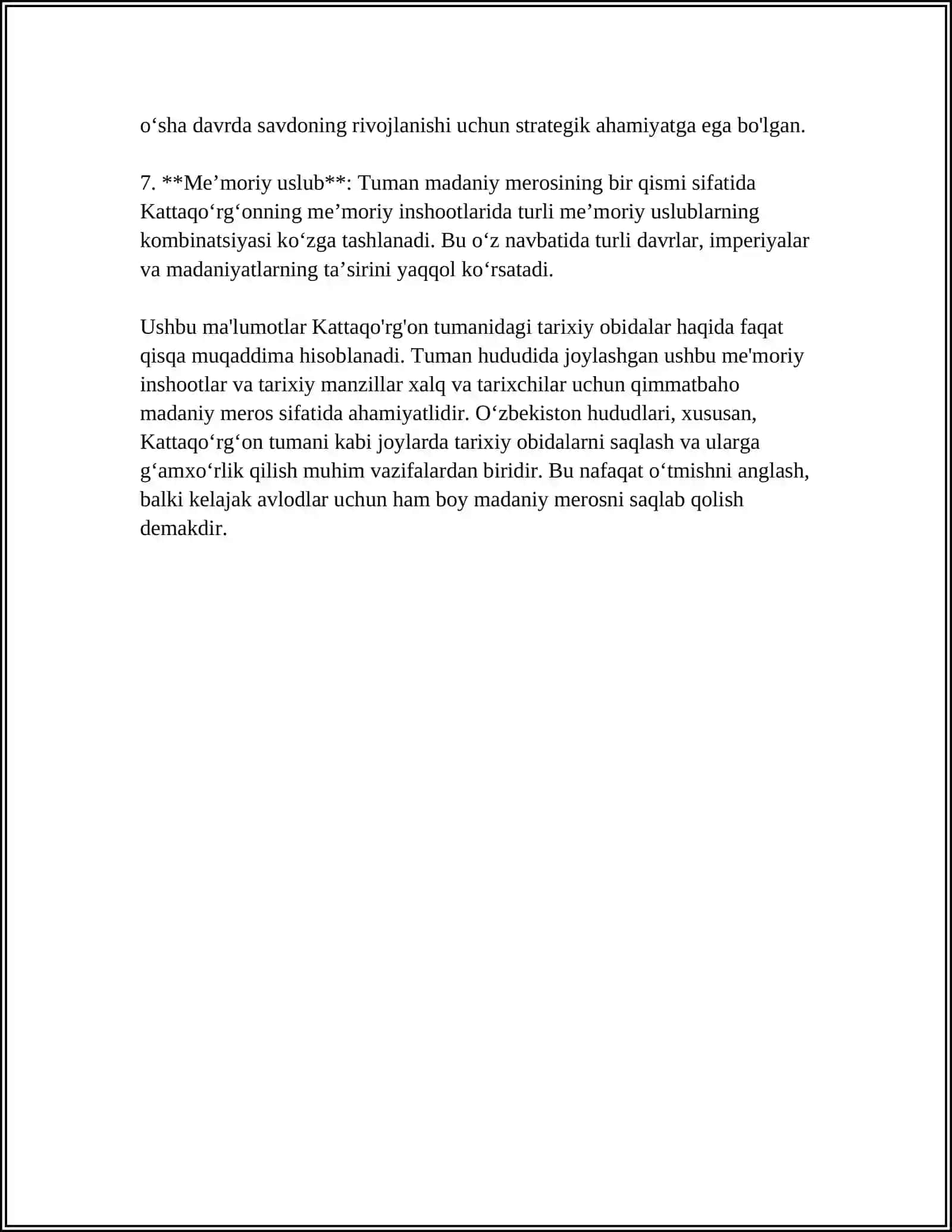 KATTAQO'RG'ON TUMANI ARXEOLOGIK, ETNOGRAFIK VA TOPONIMIK MA’LUMOTLARI 4
