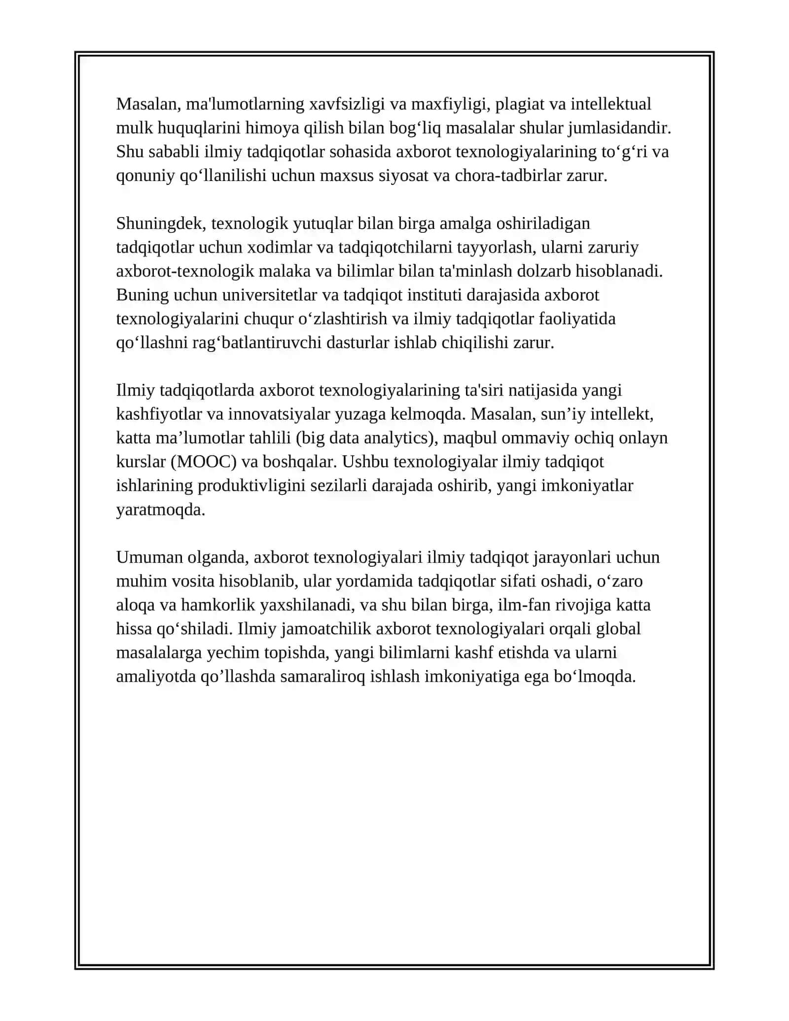 ILMIY TADQIQOT AXBOROT TEXNOLOGIYALARINING OʻRNI 4