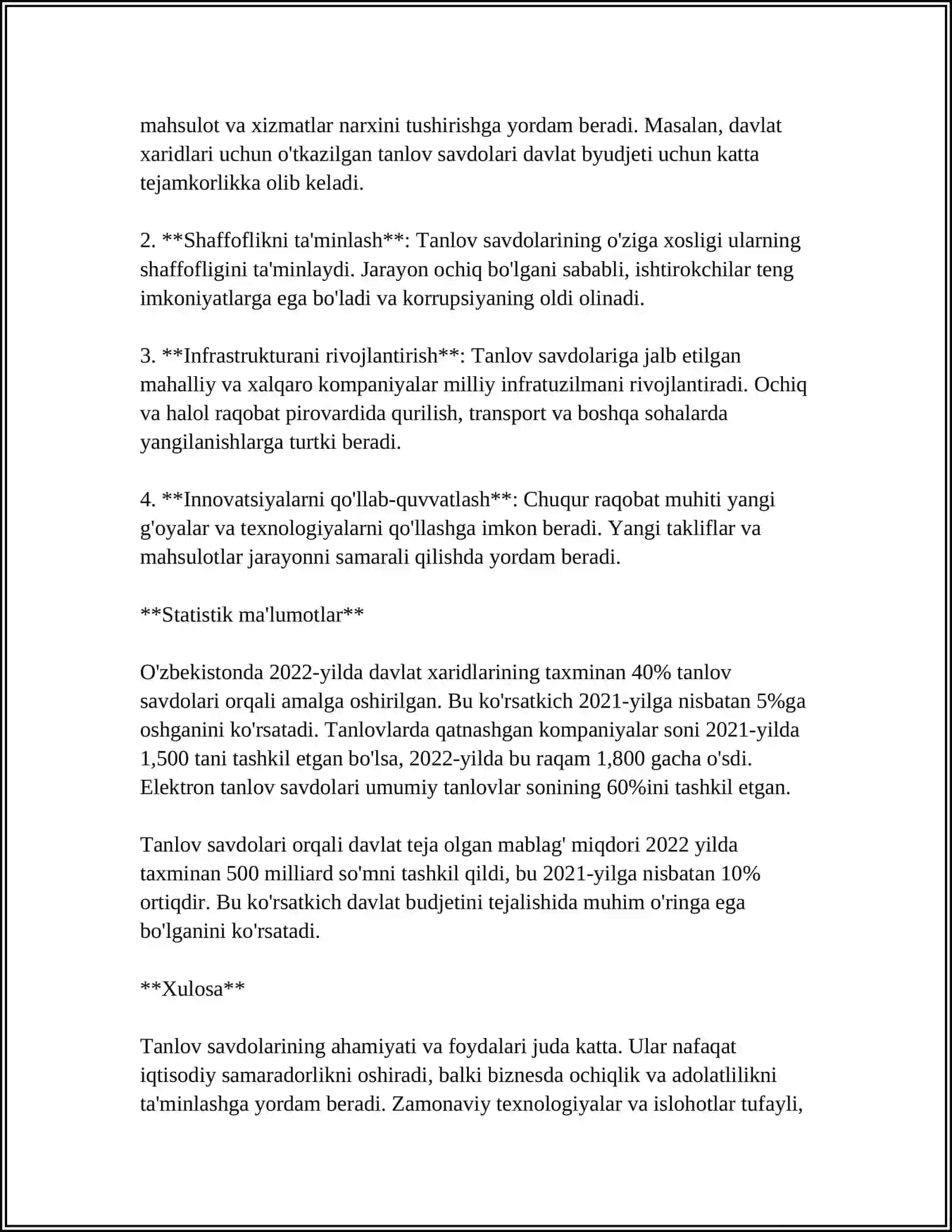 Tanlov savdolari tushunchasi va ahamiyati 4
