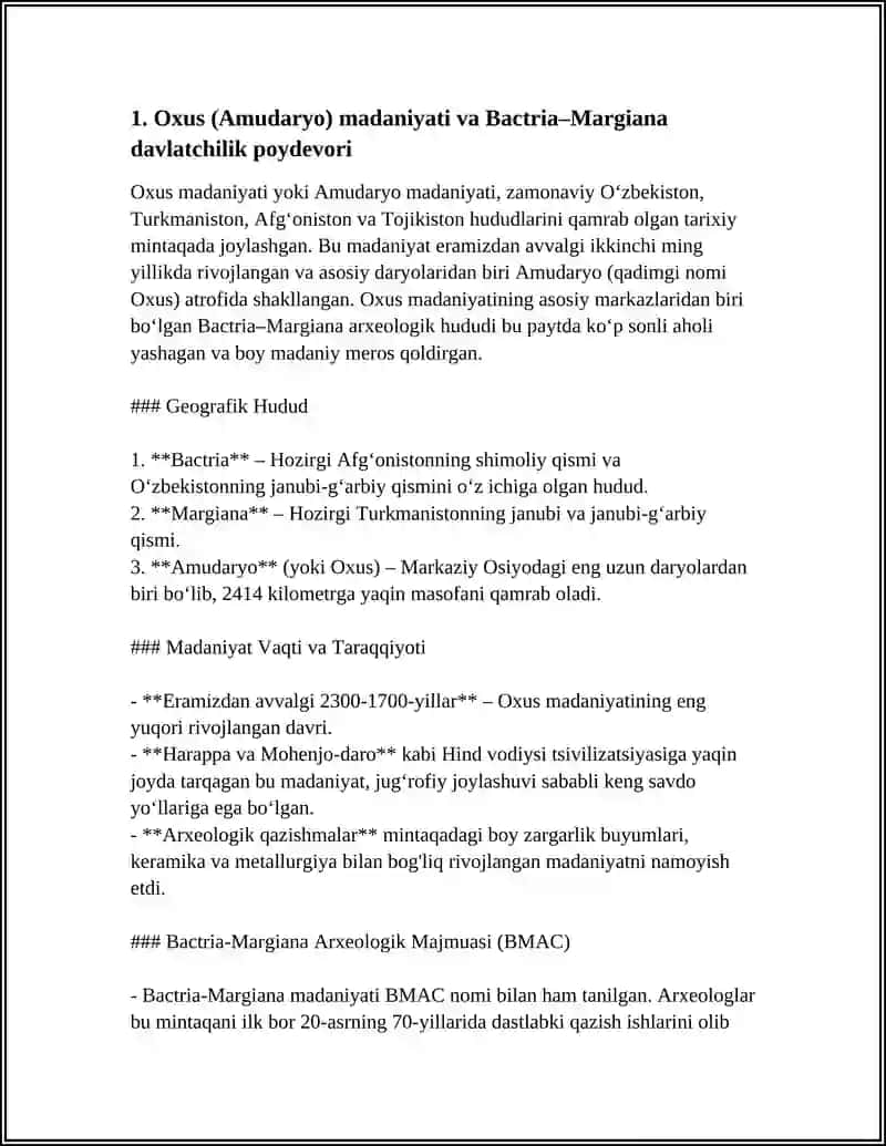 OXUS (AMUDARYO) MADANIYATI VA BACTRIA-MARGIANA DAVLATCHILIK POYDEVORI 4