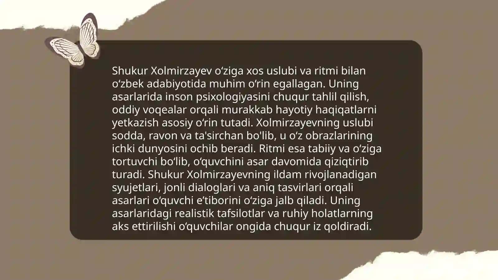 Shukur Xolmirzayev hikoyalarining ritmik muqoyasasi 4