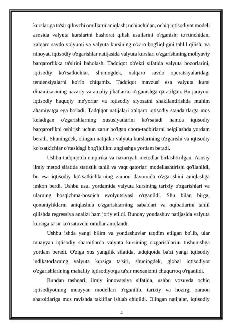 Valyuta kursi dinamikasi va ochiq iqtisodiyot modellari 4