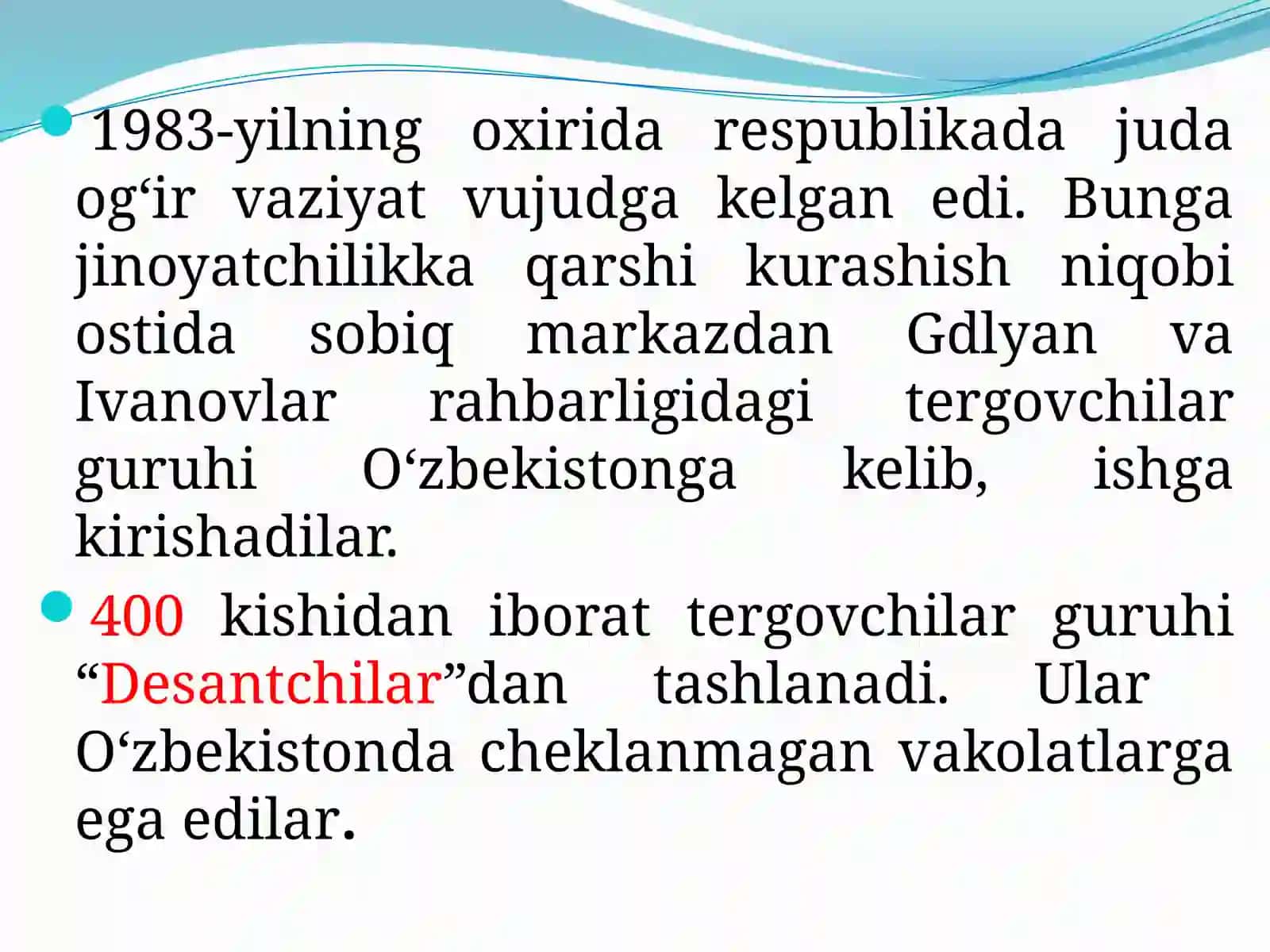 2-MAVZU. О‘ZBEKISTONNING MUSTAQILLIKKA ERISHISHI ARAFASIDAGI IJTIMOIY-SIYOSIY VA IQTISODIY AHVOLI 4