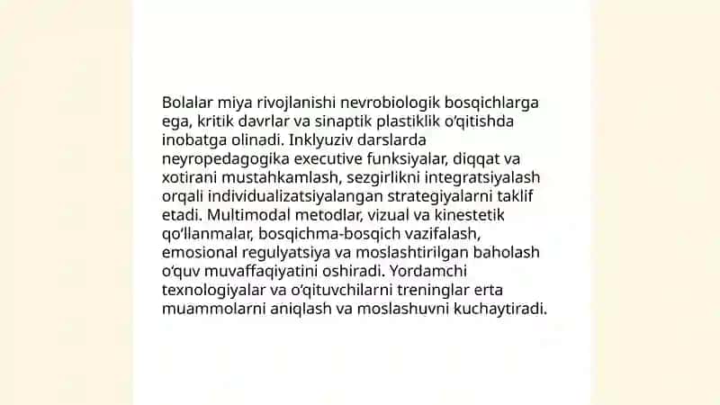 Neyropedagogika nazariyasi va inklyuziv ta’lim 4