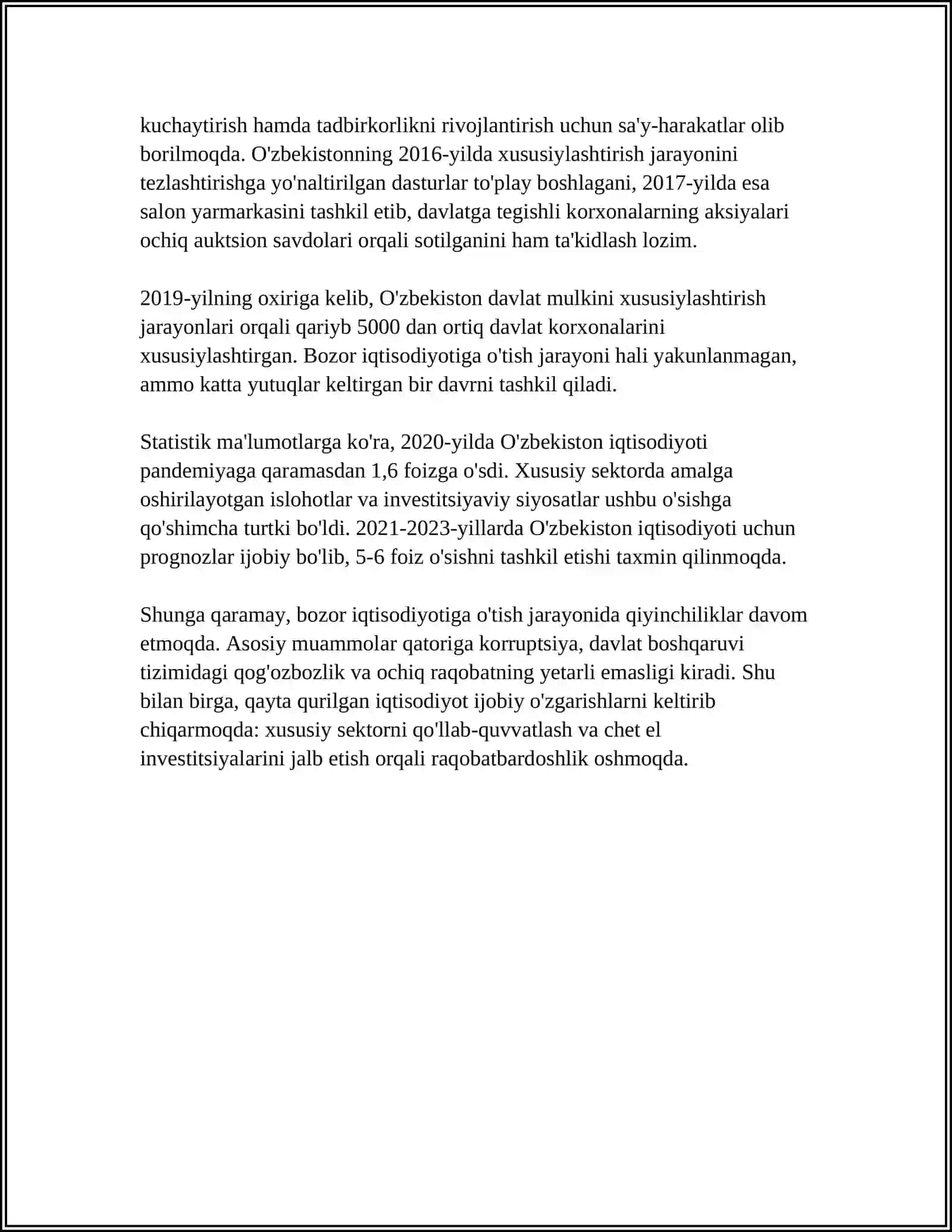 O'ZBEKISTONNING MUSTAQILLIK YILLARIDA IQTISODIY RIVOJLANISHI 4