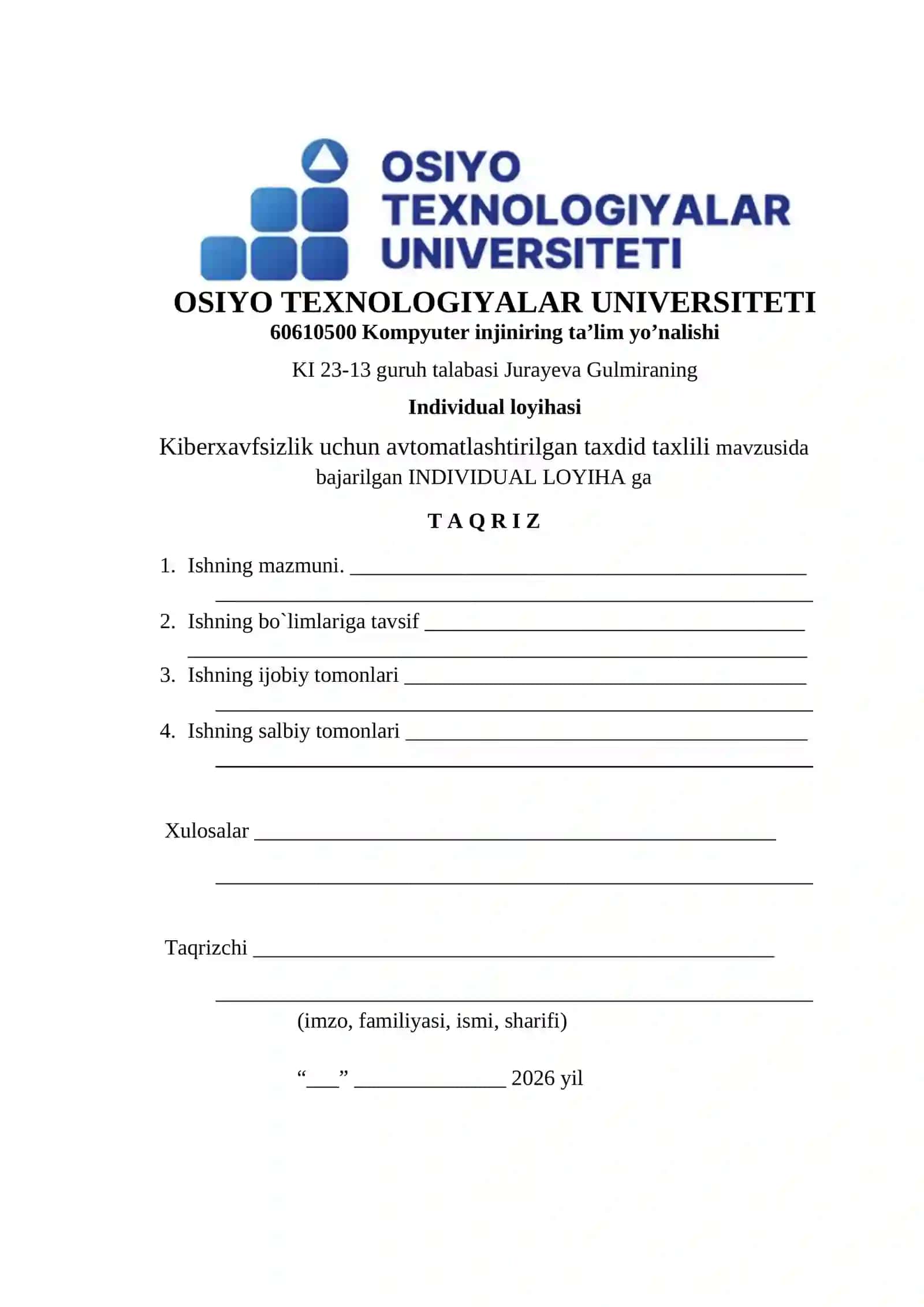 Kiberxavfsizlik uchun avtomatlashtirilgan taxdid taxlili 4