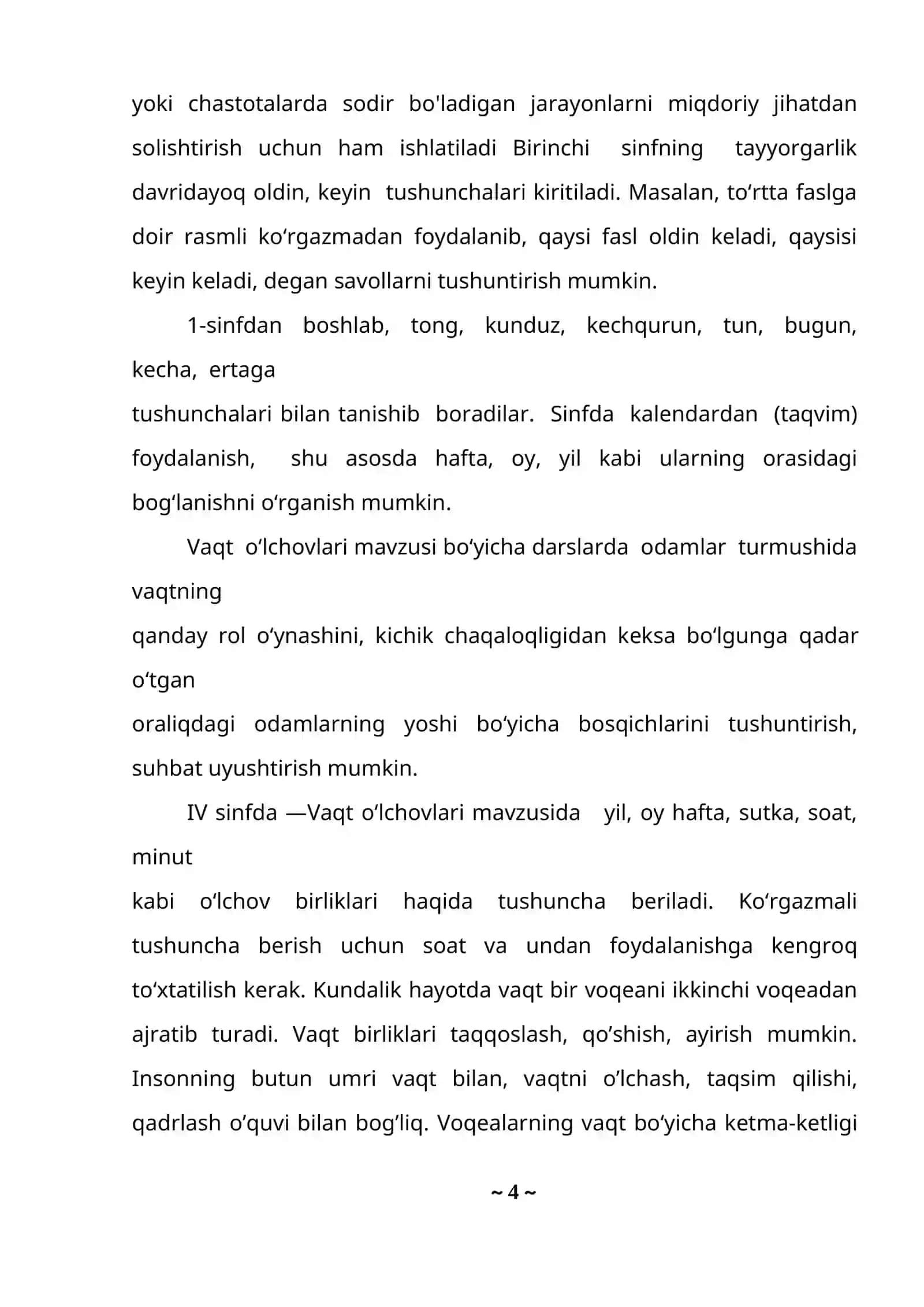 Boshlangʻich sinflarda vaqt tushunchasi va uning oʻlchov birliklari 4