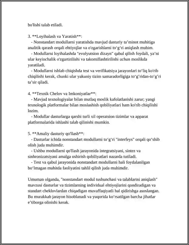NOSTANDART MODULLARNI YARATISH VA ULARNI DASTURDA QOLASH 4