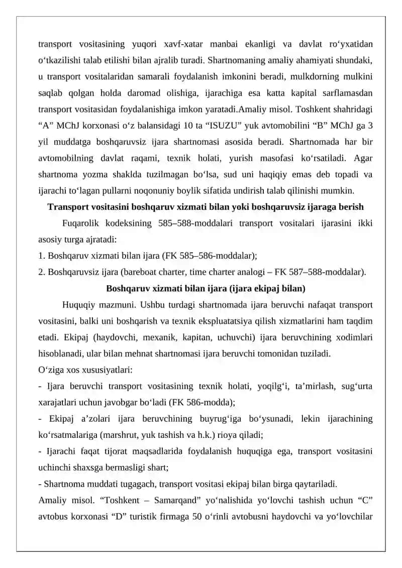 Transport vositalari ijarasi shartnomasi 4