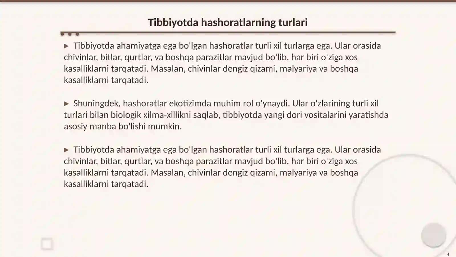 Tibbiyotda ahamiyatga ega boʻlgan hashoratlar xilma xilligi 4