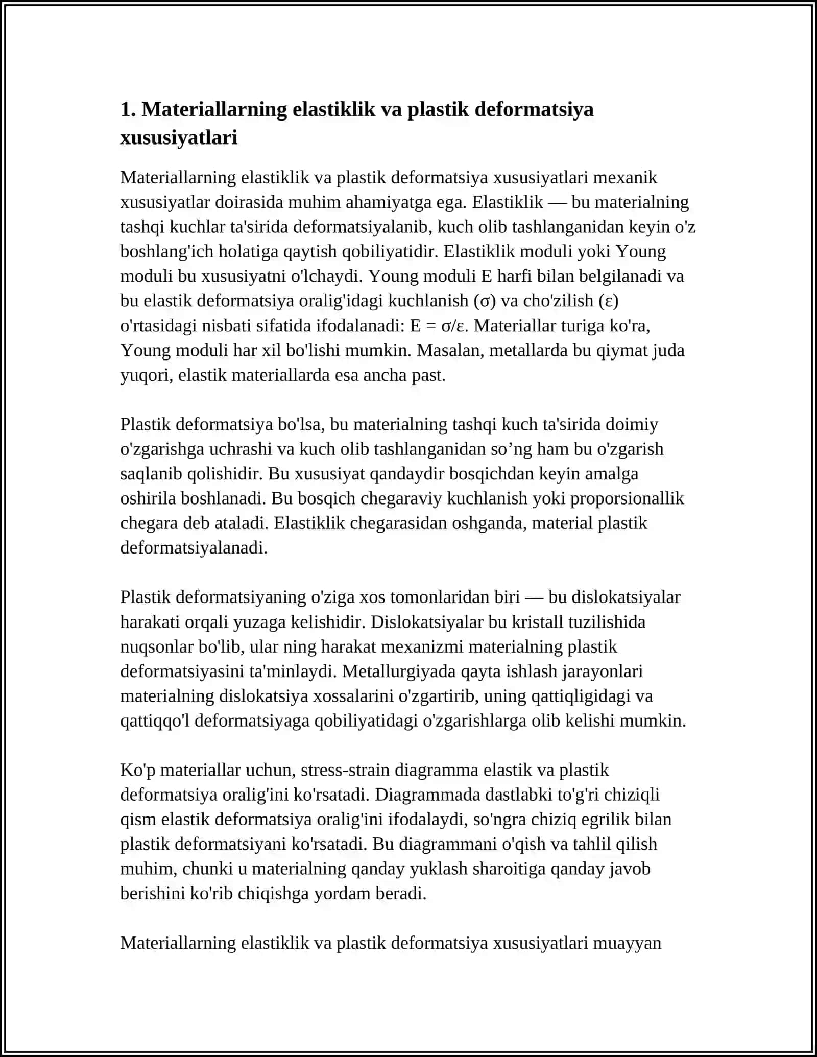 MATERIALLARNING MEXANIK XUSUSIYATLARI, ILOVALARI VA DIZAYNLARI 4