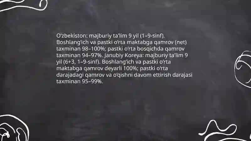 O'zbekistonda maktab ta'limi va Janubiy Koreya maktab ta'limi 4