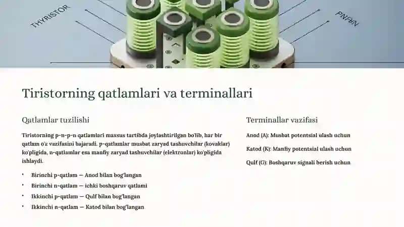 Tiristor tuzilishi va ishlash prinsipi 4