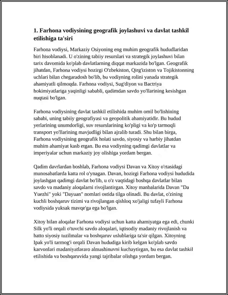 FARHONA VODIYSIDA DAVLATINING TASHKIL TOPISHI XITOY VA DAVAN ORTASIDAGI MUNOSABATLAR HAMDA DAVLAT BOSHQARUVIVA MADANIYATI HAQIDA MALUMOT 4