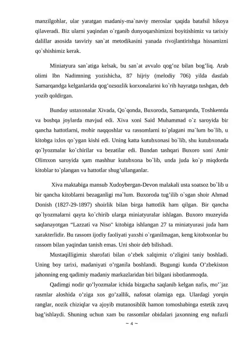 O'ZBEK MINIATYURA SAN`ATINING O’ZIGA XOS JIHATLARI 4